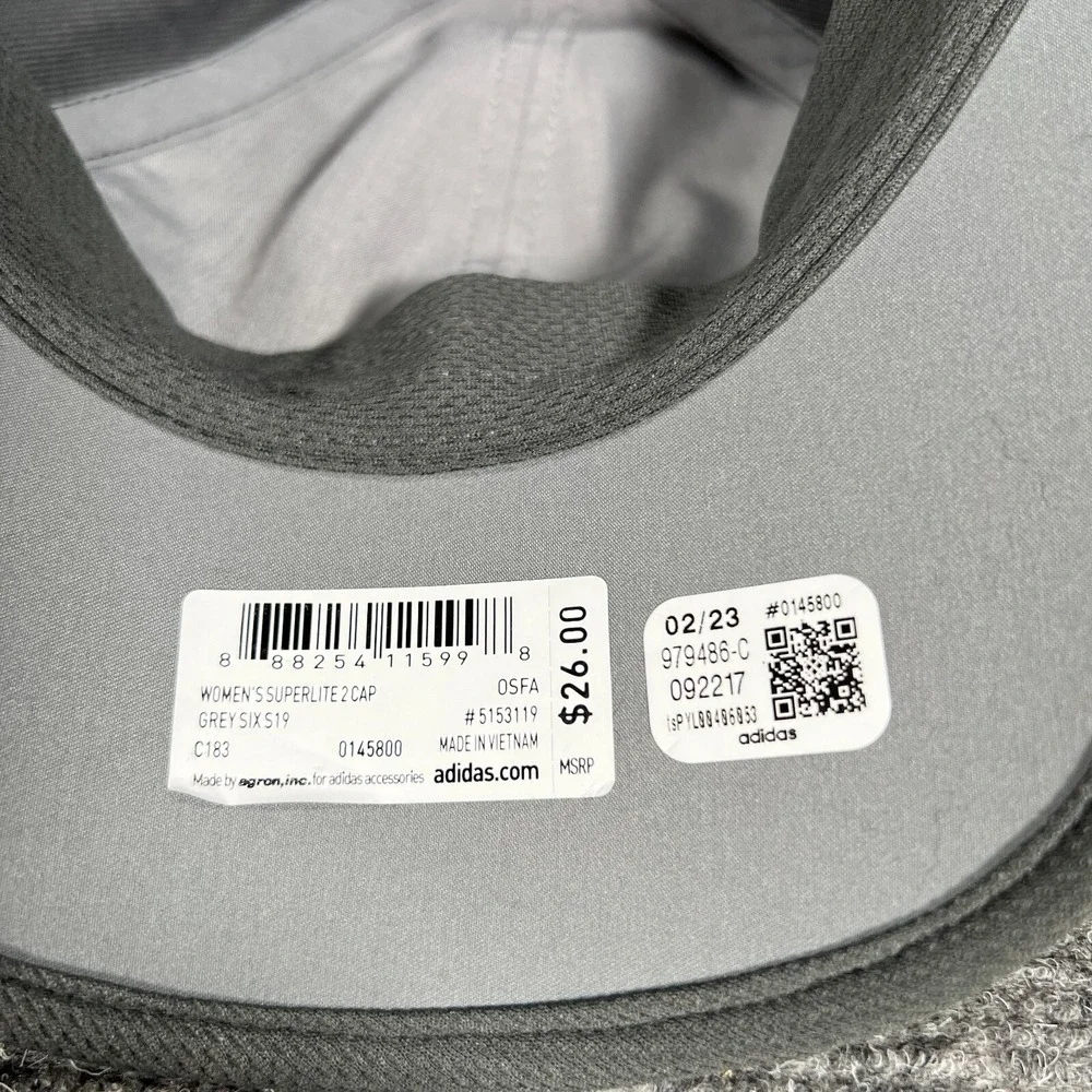 Adidas Hat Cap Womens Aeroready Superlite 2 Gray Strap Back OSFM Active New